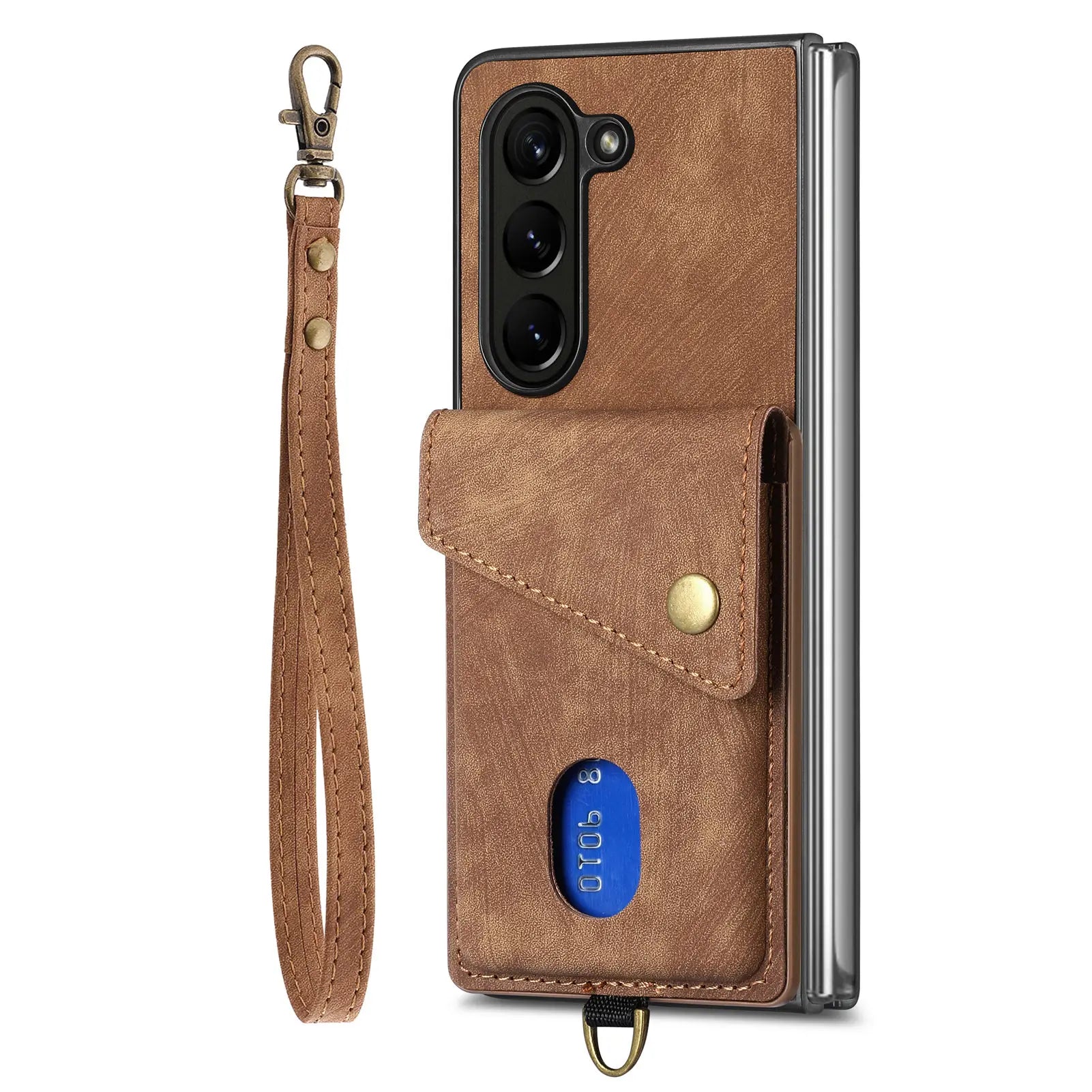 Hand Strap Flip Anti Drop Leather Wallet Galaxy Z Fold Case - DealJustDeal