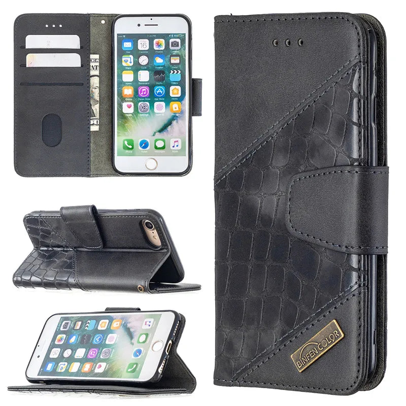 Protective Wallet Flip Leather iPhone Case SE2020 2022 - DealJustDeal