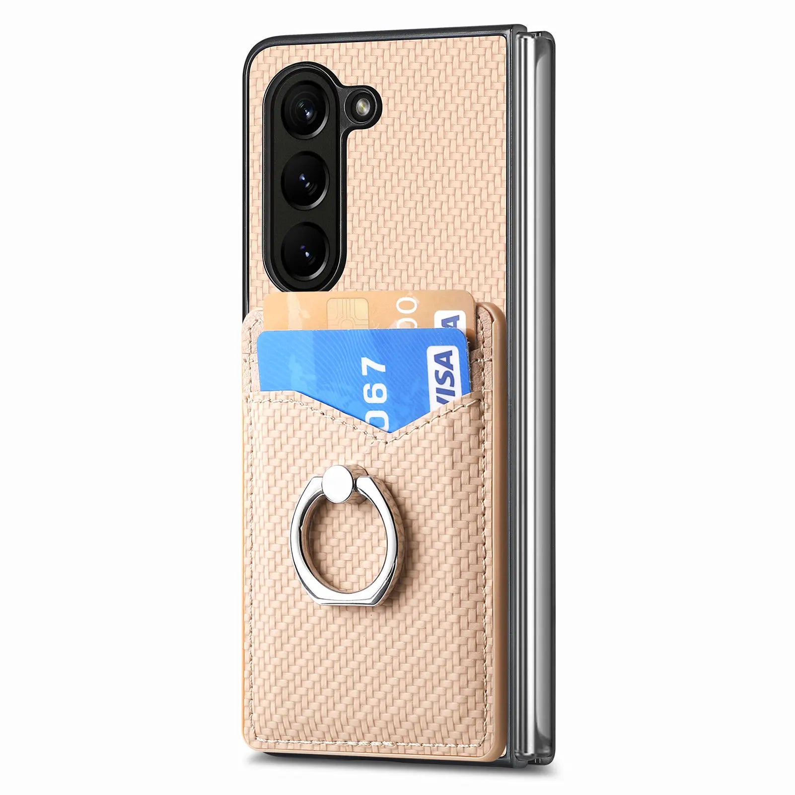 Carbon Fiber Magnetic Cards Slot Wallet Galaxy Z Fold Case - DealJustDeal