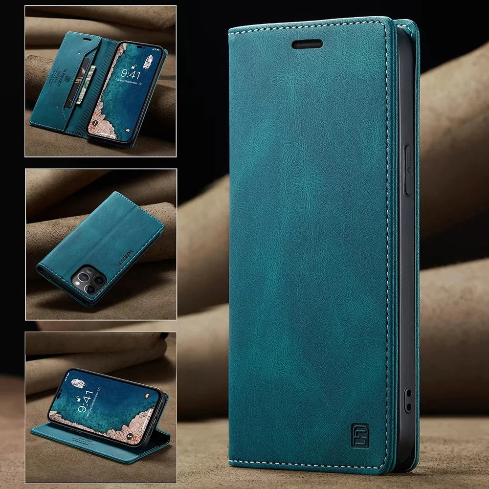 Wallet Folio Flip Cover Rfid Blocking Leather iPhone Case - DealJustDeal