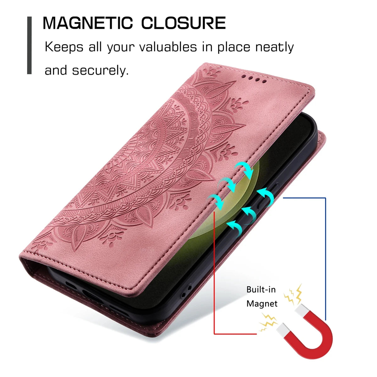 Magnetic Flip Embossed Totem Card Slots Wallet Leather Galaxy Note and S Case - DealJustDeal