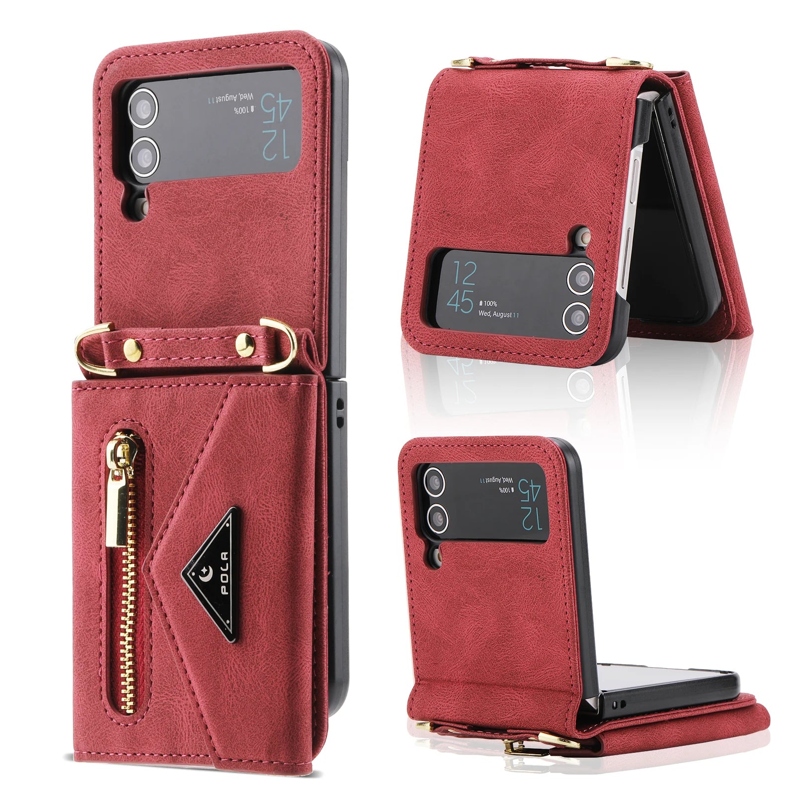 Hand Strap Anti-fall Leather Galaxy Z Flip Case - DealJustDeal