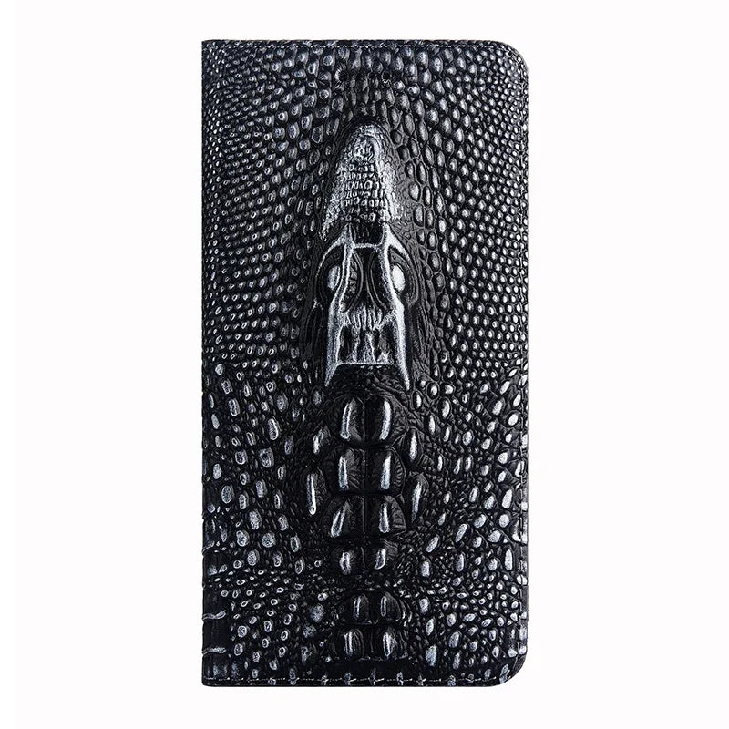 Retro 3D Crocodile Head Genuine Leather Galaxy S Case - DealJustDeal