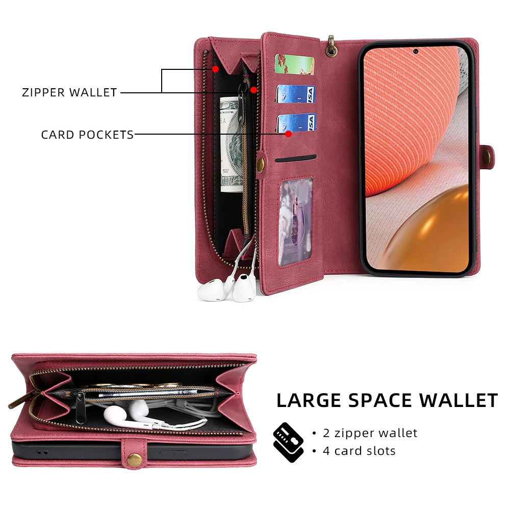 Magnetic Detachable Leather Wallet Flip galaxy A Case - DealJustDeal