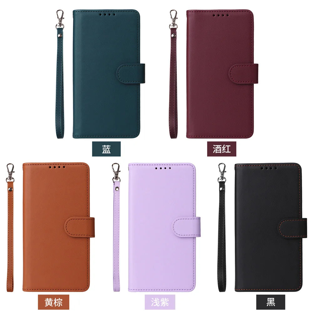 2 in 1 Detachable Magnetic Slim Wallet Leather Galaxy Case with Wrist Strap - DealJustDeal