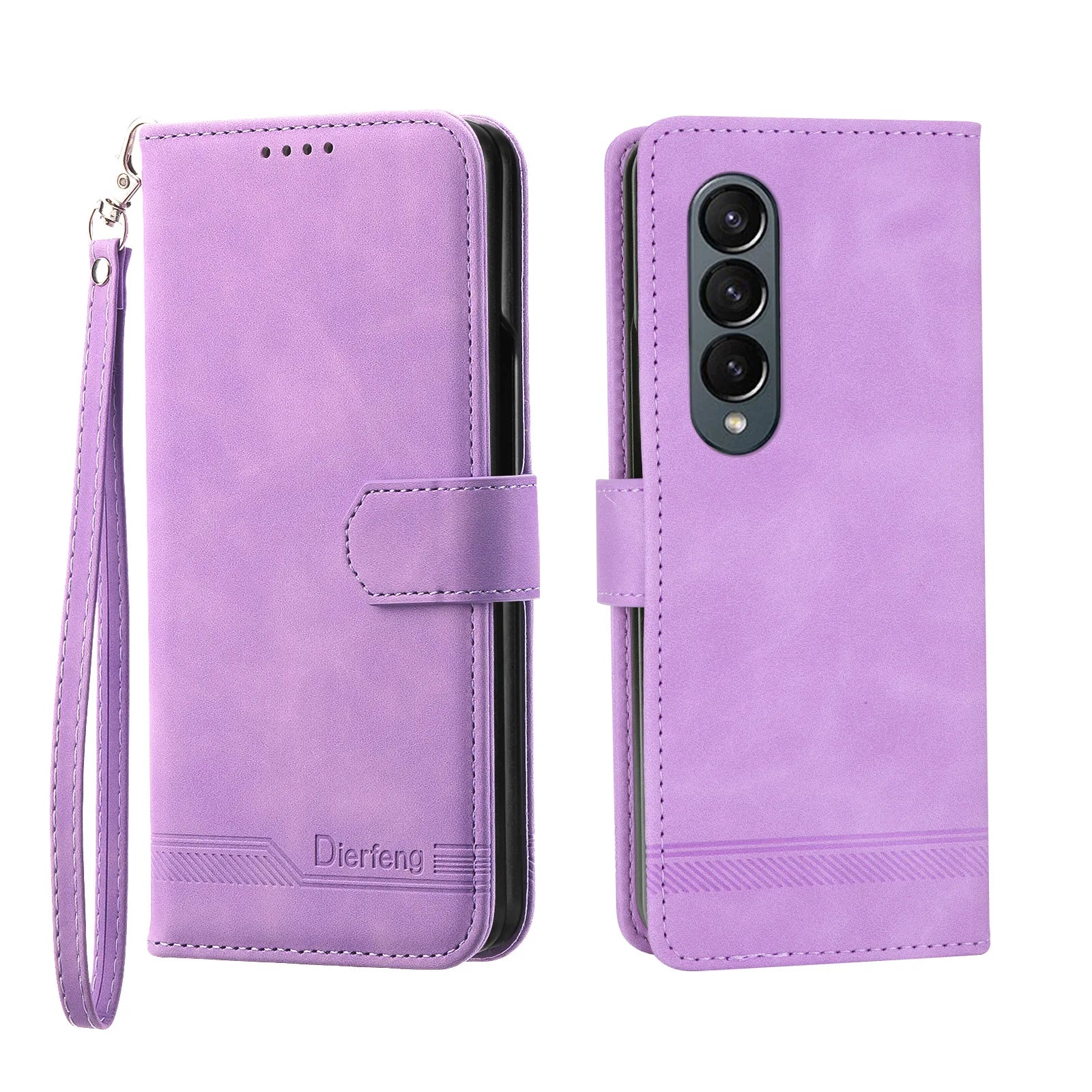 Hand Strap Wallet Cards Hinge Leather Galaxy Z Fold Case - DealJustDeal