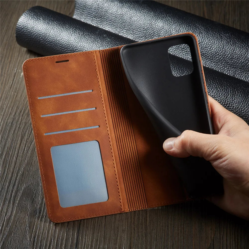 Magnetic Wallet Leather Galaxy A and M Case - DealJustDeal