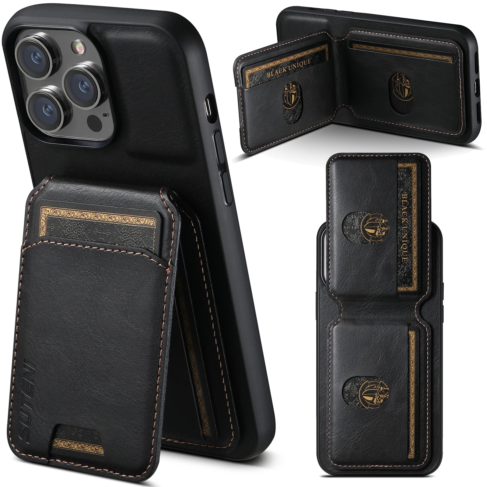 Card Holder Leather Magnetic Wallet iPhone Case - DealJustDeal