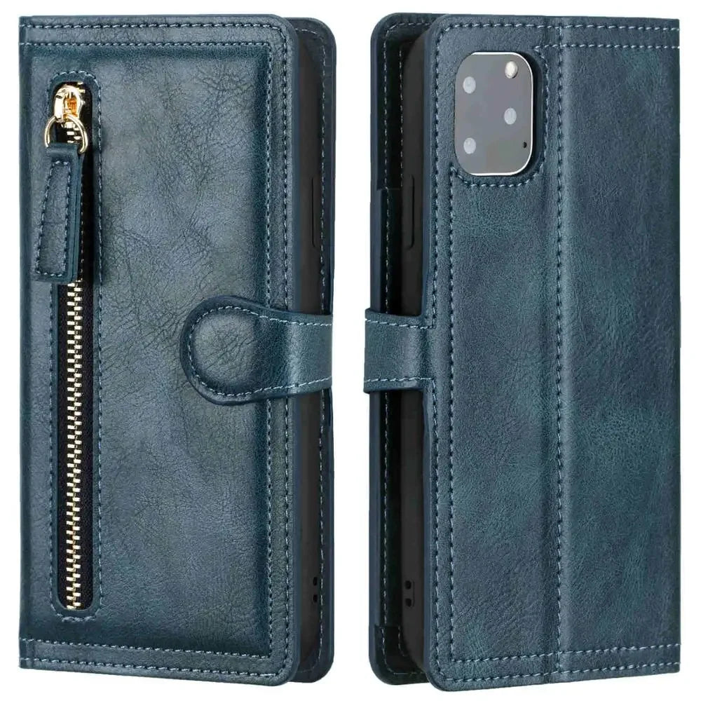 Zipper Flip Wallet Stand Leather iPhone Case - DealJustDeal