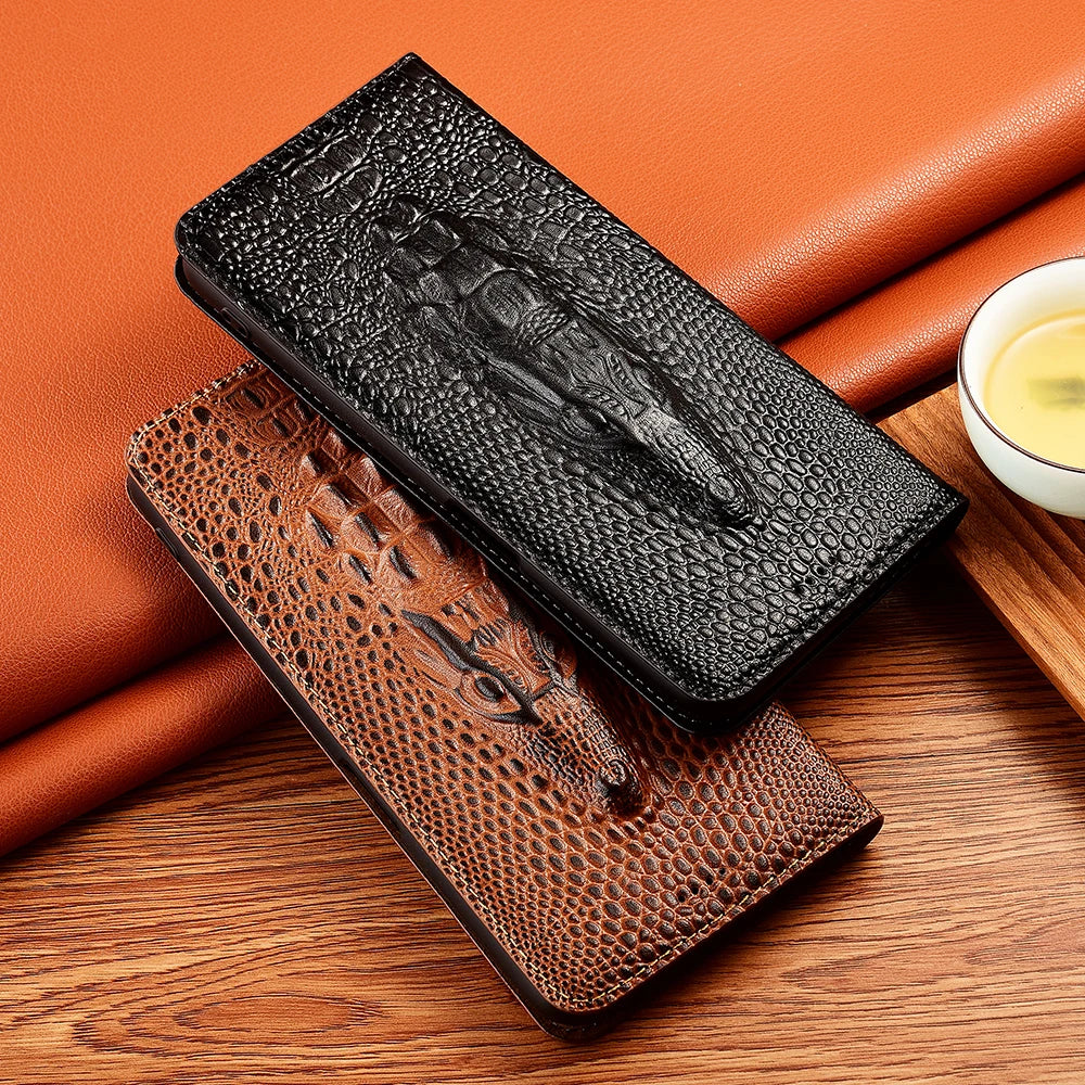 Crocodile Genuine Leather Magnetic Flip Galaxy Note Case - DealJustDeal