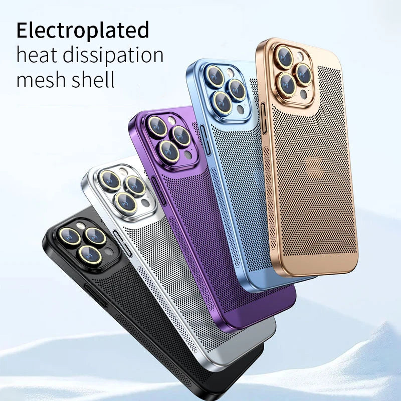 Electroplated Border Honeycomb Mesh Heat Dissipation iPhone Case - DealJustDeal