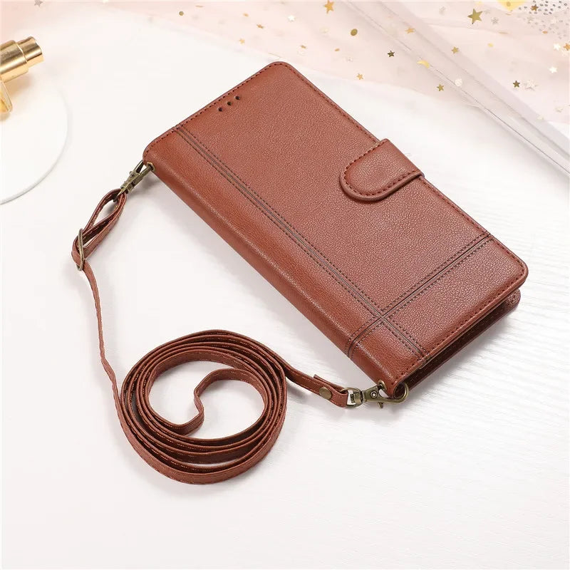 Lanyard Wallet Card Leather Galaxy Note and S Case - DealJustDeal