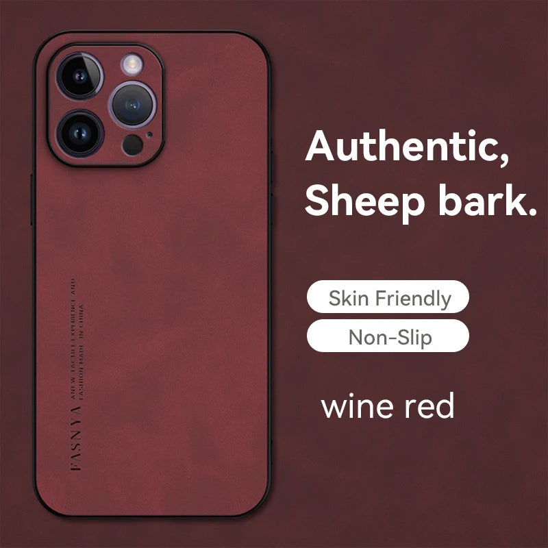 Matte Slim Sheepskin Leather iPhone Case - DealJustDeal