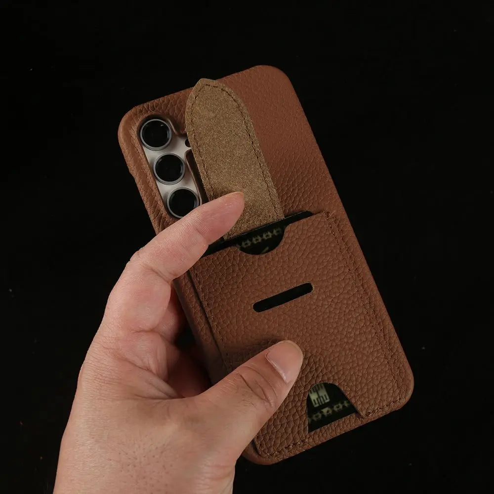 Card Holder Slot Genuine Leather Galaxy A, Note and S Case - DealJustDeal