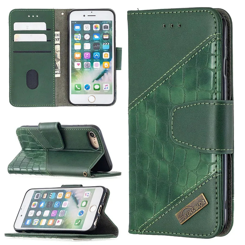 Protective Wallet Flip Leather iPhone Case SE2020 2022 - DealJustDeal