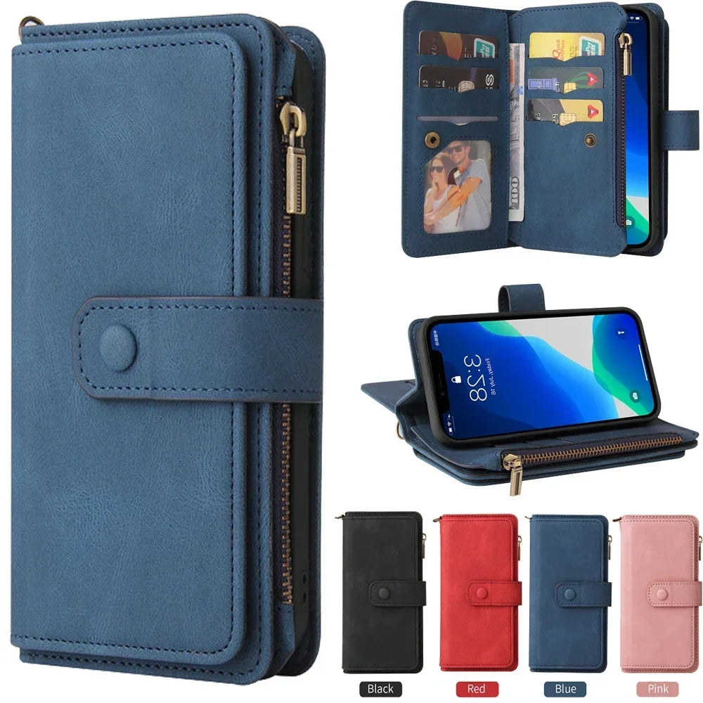 Card Slot Flip Leather Zipper Wallet Google Case - DealJustDeal