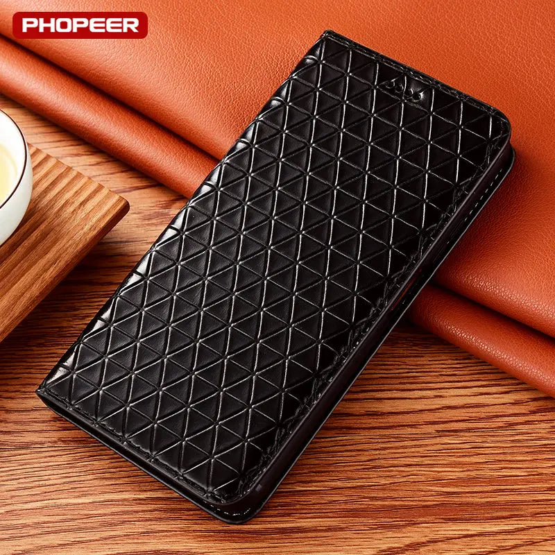 Flip Wallet Diamond Genuine Leather Google Case - DealJustDeal