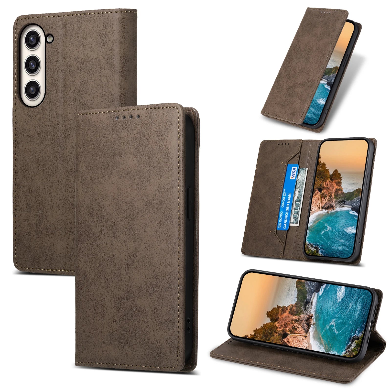 Shockproof  Wallet Flip Leather Galaxy A and M Case - DealJustDeal