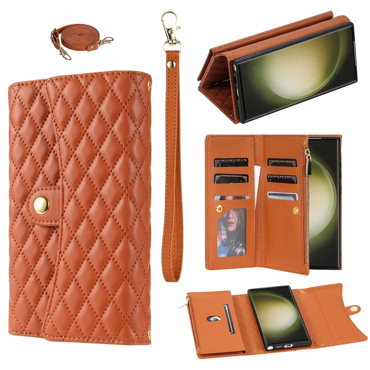 Crossbody Cards Slot Wallet Leather Galaxy Note and S Case - DealJustDeal