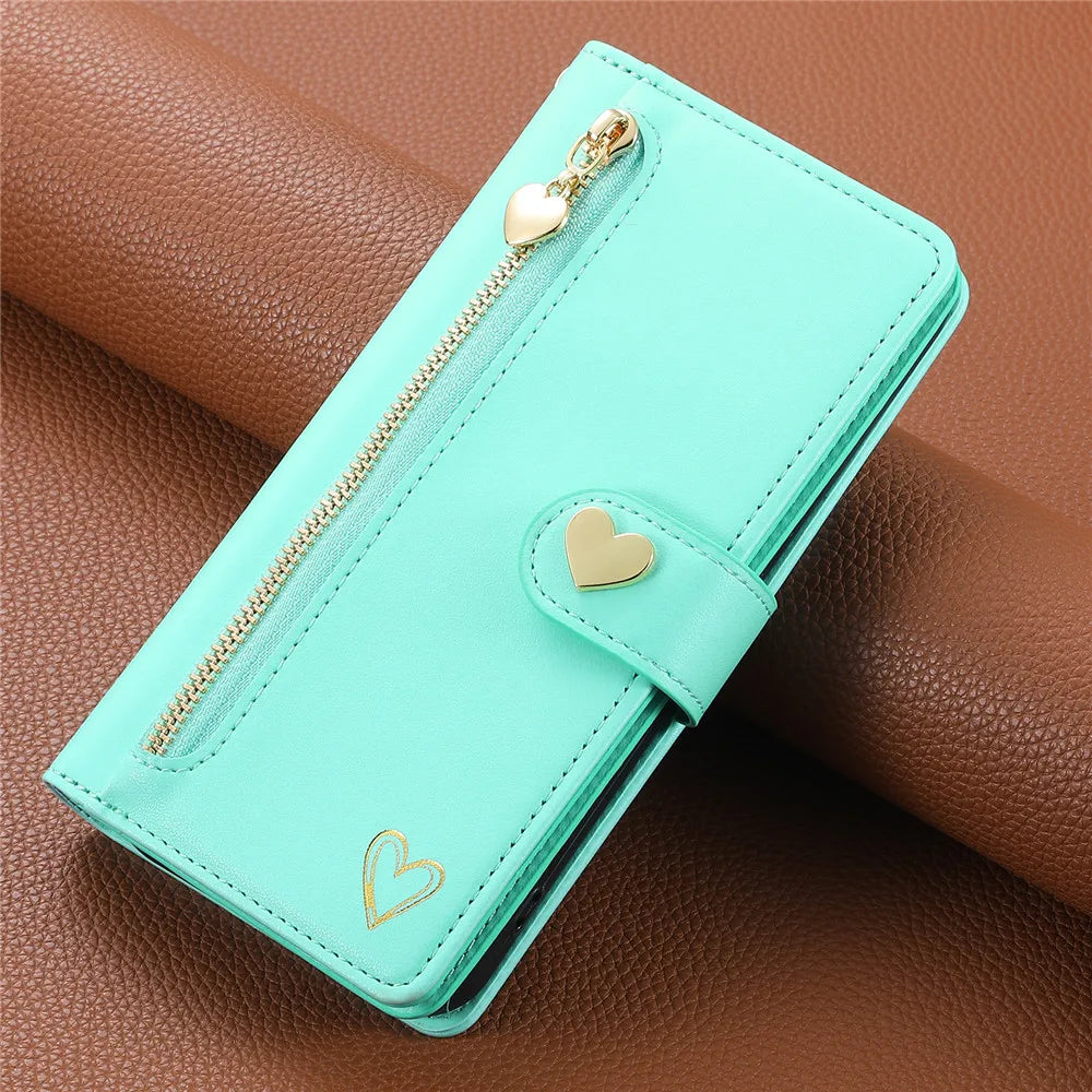 Zipper Cards Slot Wallet Leather Galaxy S Case - DealJustDeal