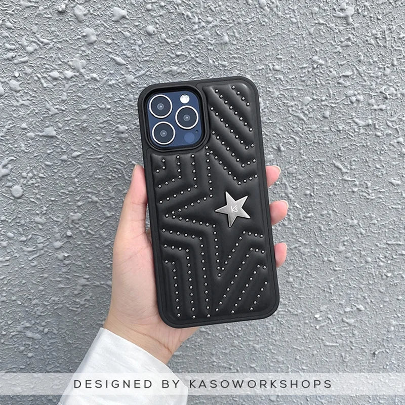 Rivet Stars Leather iPhone Case - DealJustDeal