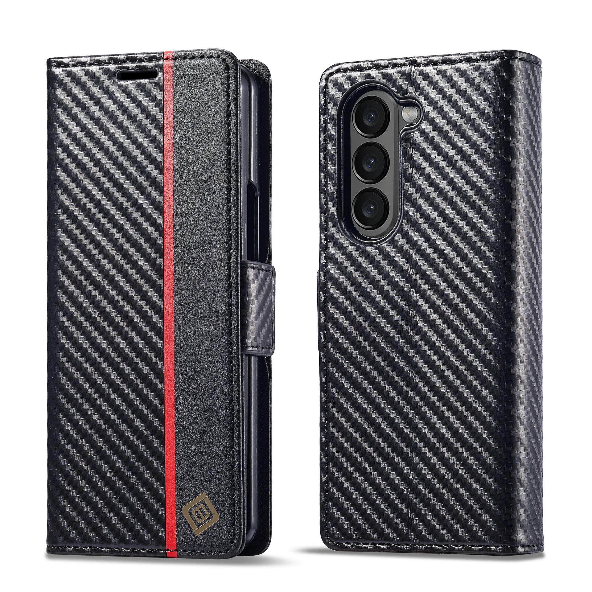 Magnetic Flip Carbon Fiber Leather Wallet Galaxy Z Fold Case - DealJustDeal