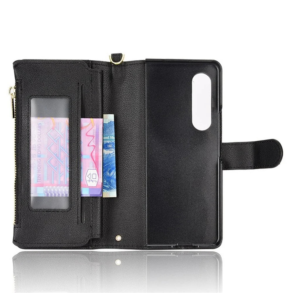 Magnetic Wallet Zipper Leather Galaxy Z Fold Case - DealJustDeal