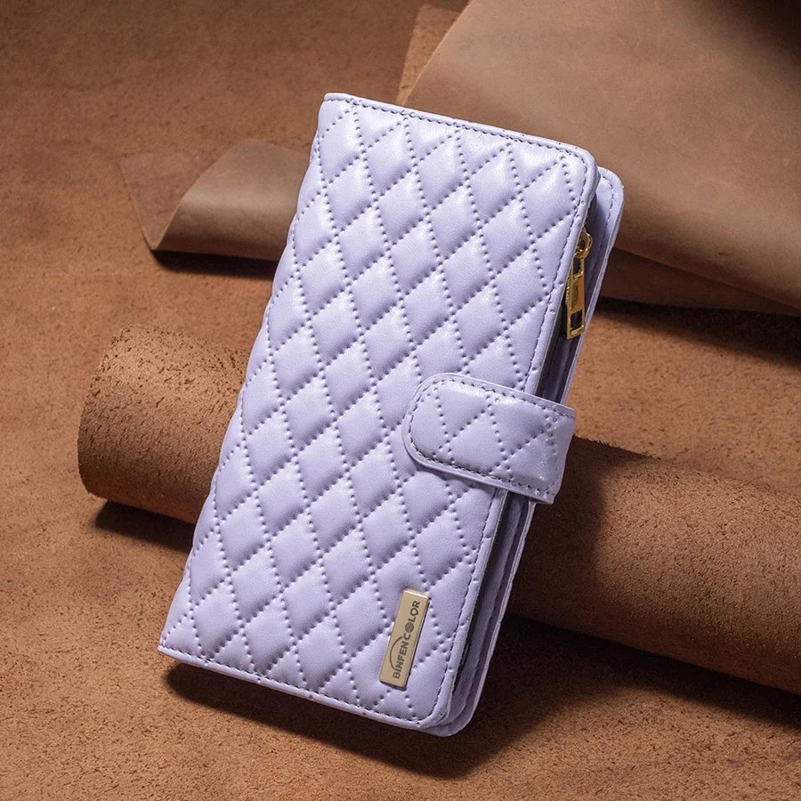 Wallet Small Fragrance Zipper Magnetic Flip Leather iPhone Case - DealJustDeal