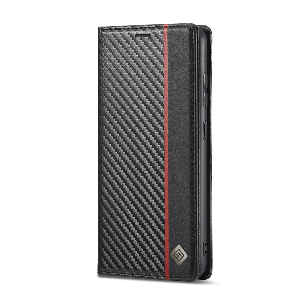 Flip Wallet Carbon Fiber Leather Galaxy A, M and S Case - DealJustDeal