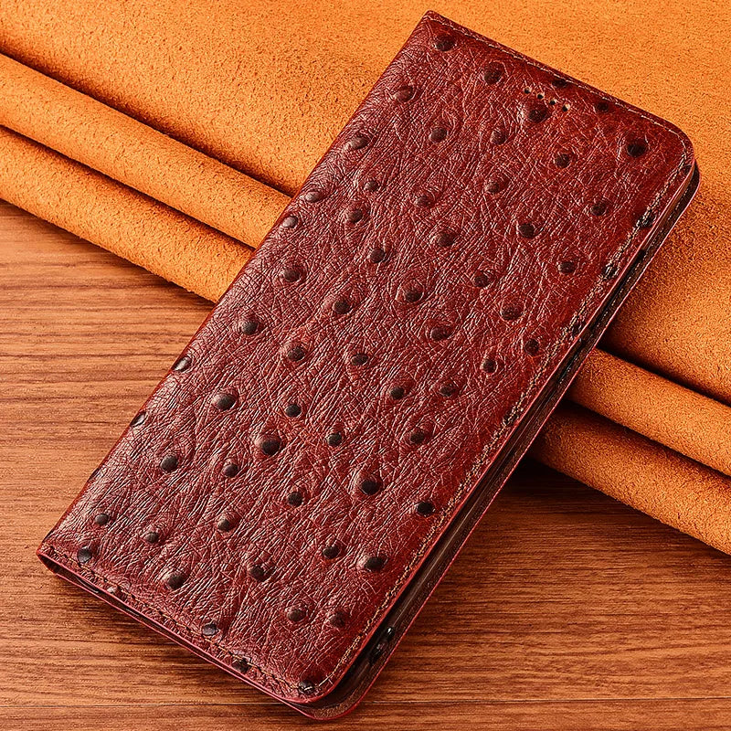 Magnetic Flip Ostrich Veins Genuine Leather Galaxy S Case - DealJustDeal