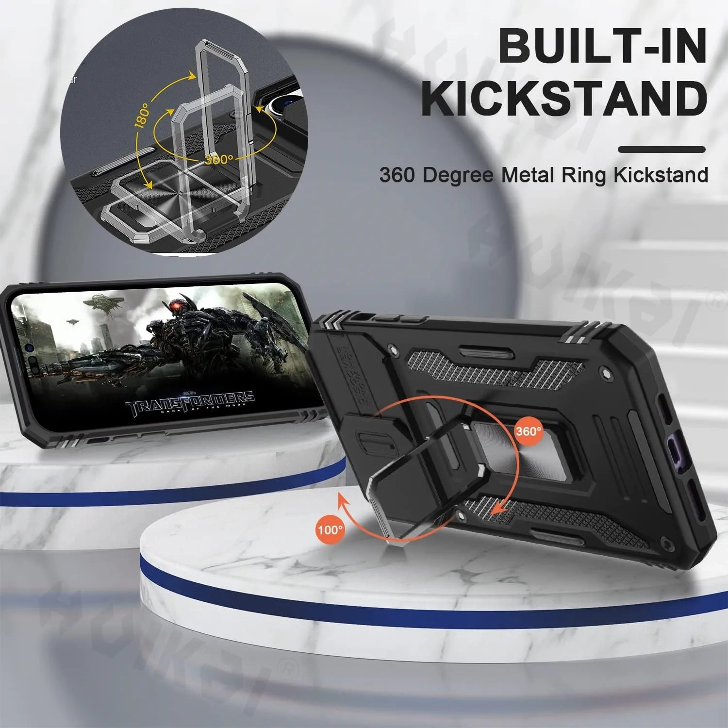 Ring Stand Armor Anti-fall Kickstand Slide Camera iPhone Case - DealJustDeal