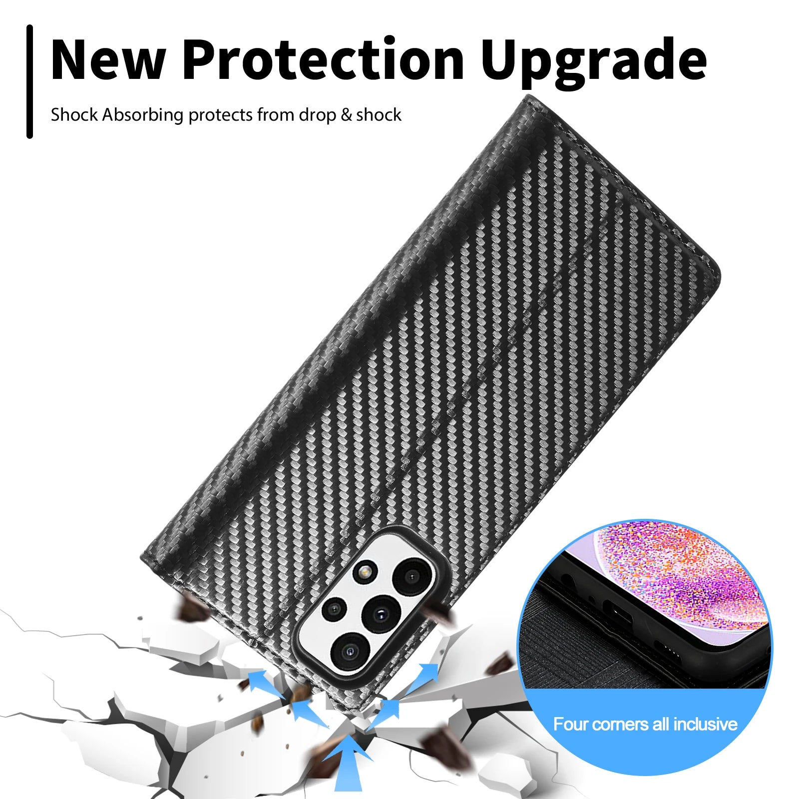 Flip Wallet Carbon Fiber Leather Galaxy A, M and S Case - DealJustDeal