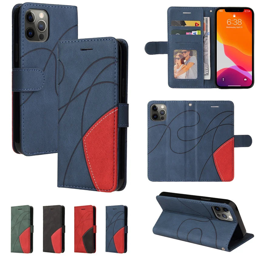 Flip Wallet Line Leather Google Case - DealJustDeal