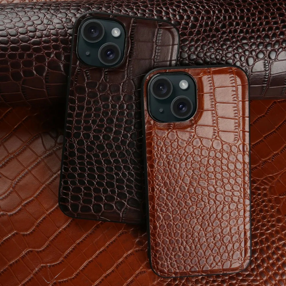 Cowhide Half-Inclusive Genuine Leather iPhone Case - DealJustDeal