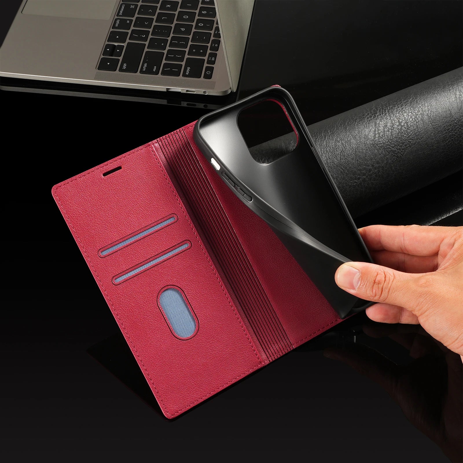 Ultra-thin Magnetic Flip Book Card Holder Wallet Leather Google Case - DealJustDeal