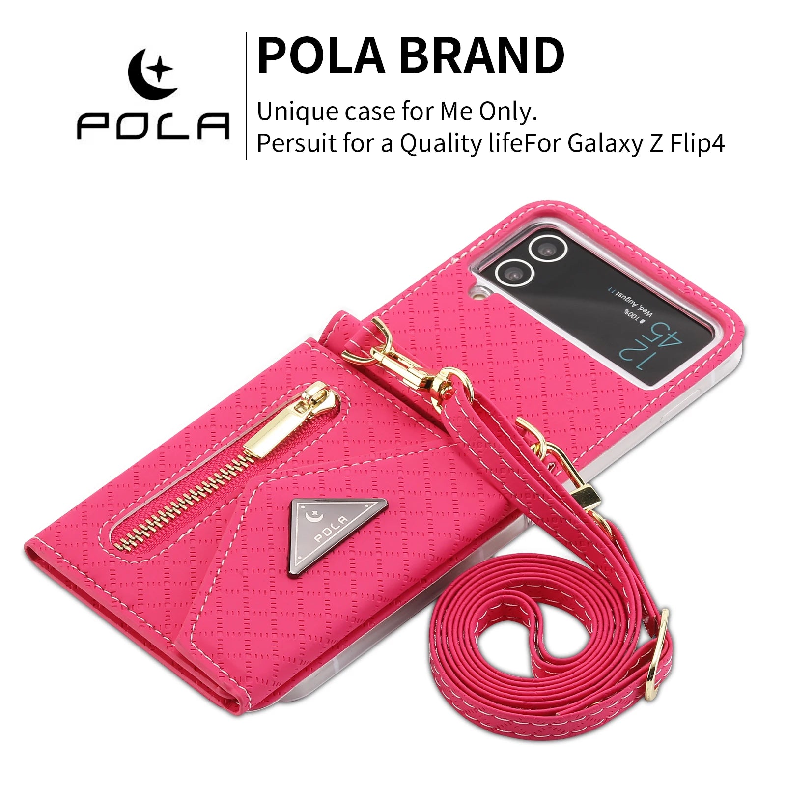 Wrist Strap Magnetic Wallet Zipper Leather Galaxy Z Flip Case - DealJustDeal