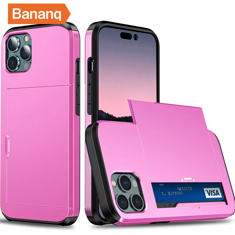 Slide Card Shockproof Slot iPhone Case - DealJustDeal