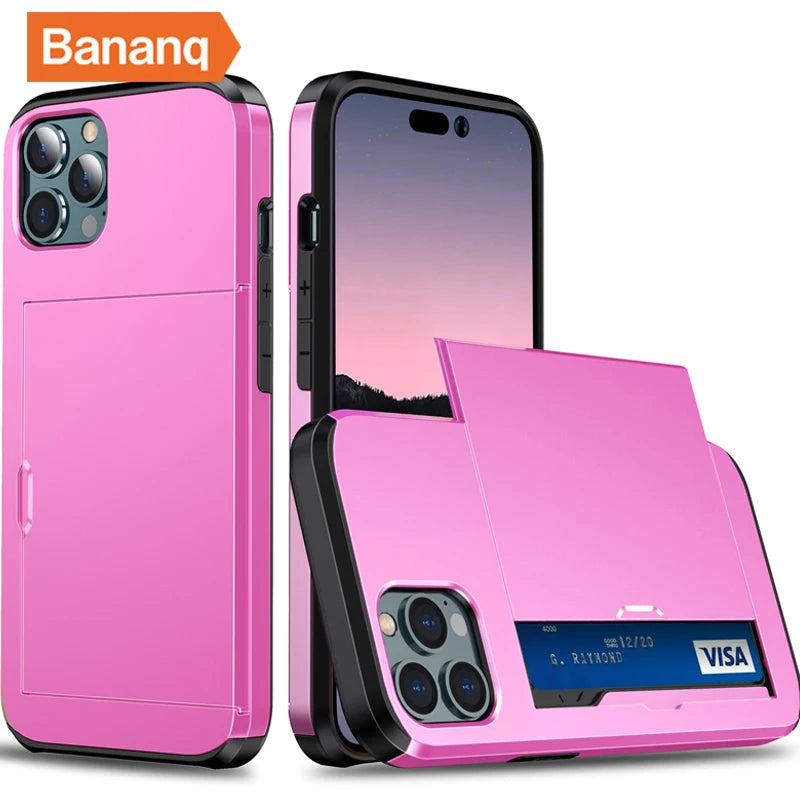 Shockproof Wallet Slide Card Slot iPhone Case - DealJustDeal