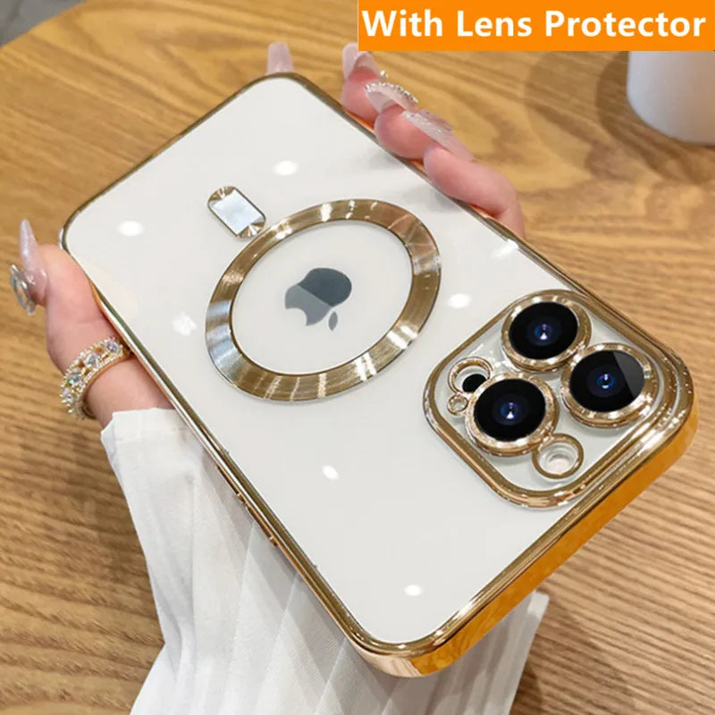 Transparent Plating Silicone Soft Magnetic iPhone Case - DealJustDeal