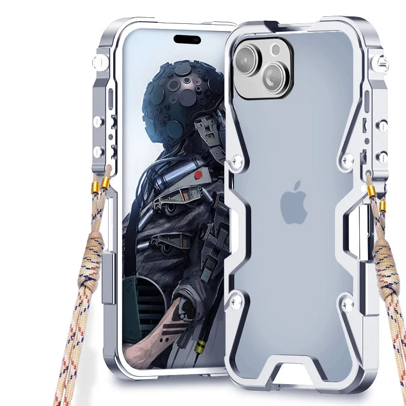 Mechanical Purely Handmade Skull Armor Metal Aluminum iPhone Case - DealJustDeal