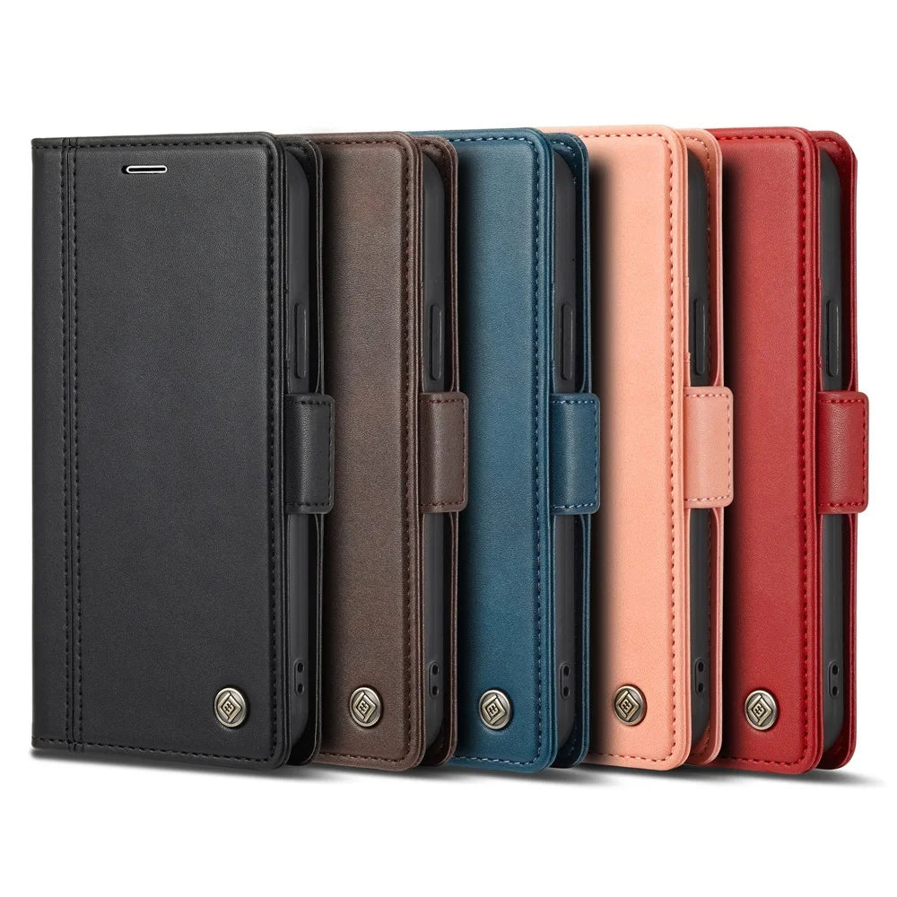 Magnetic Folio Card Slots Leather Wallet iPhone Case - DealJustDeal