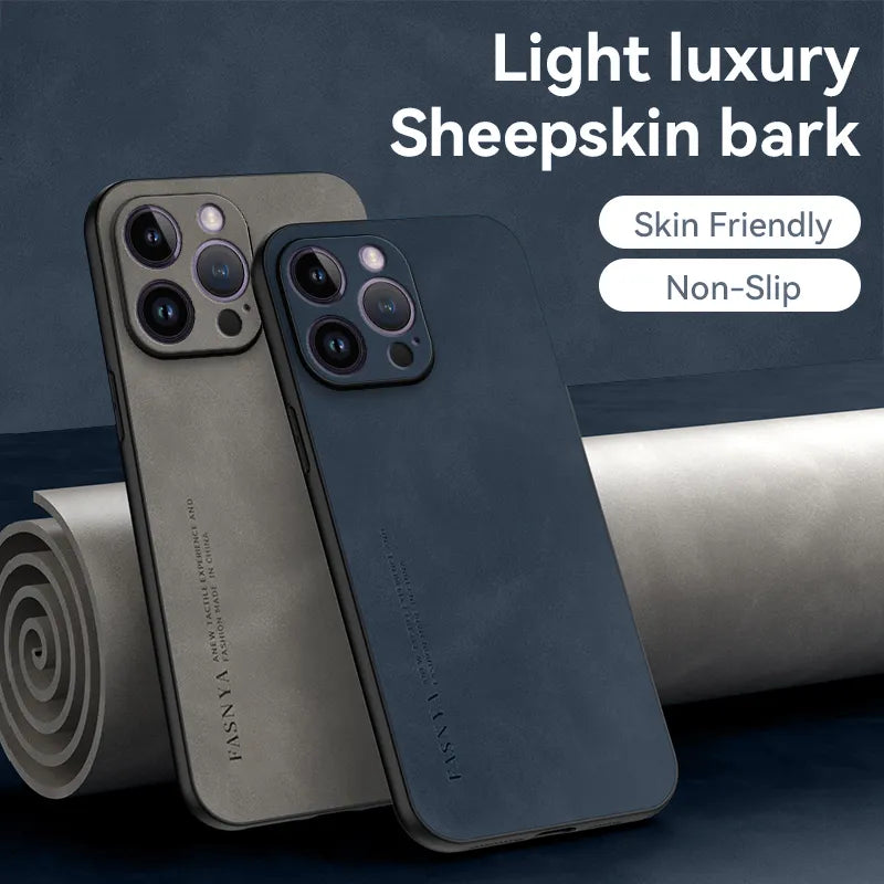 Matte Slim Sheepskin Leather iPhone Case - DealJustDeal