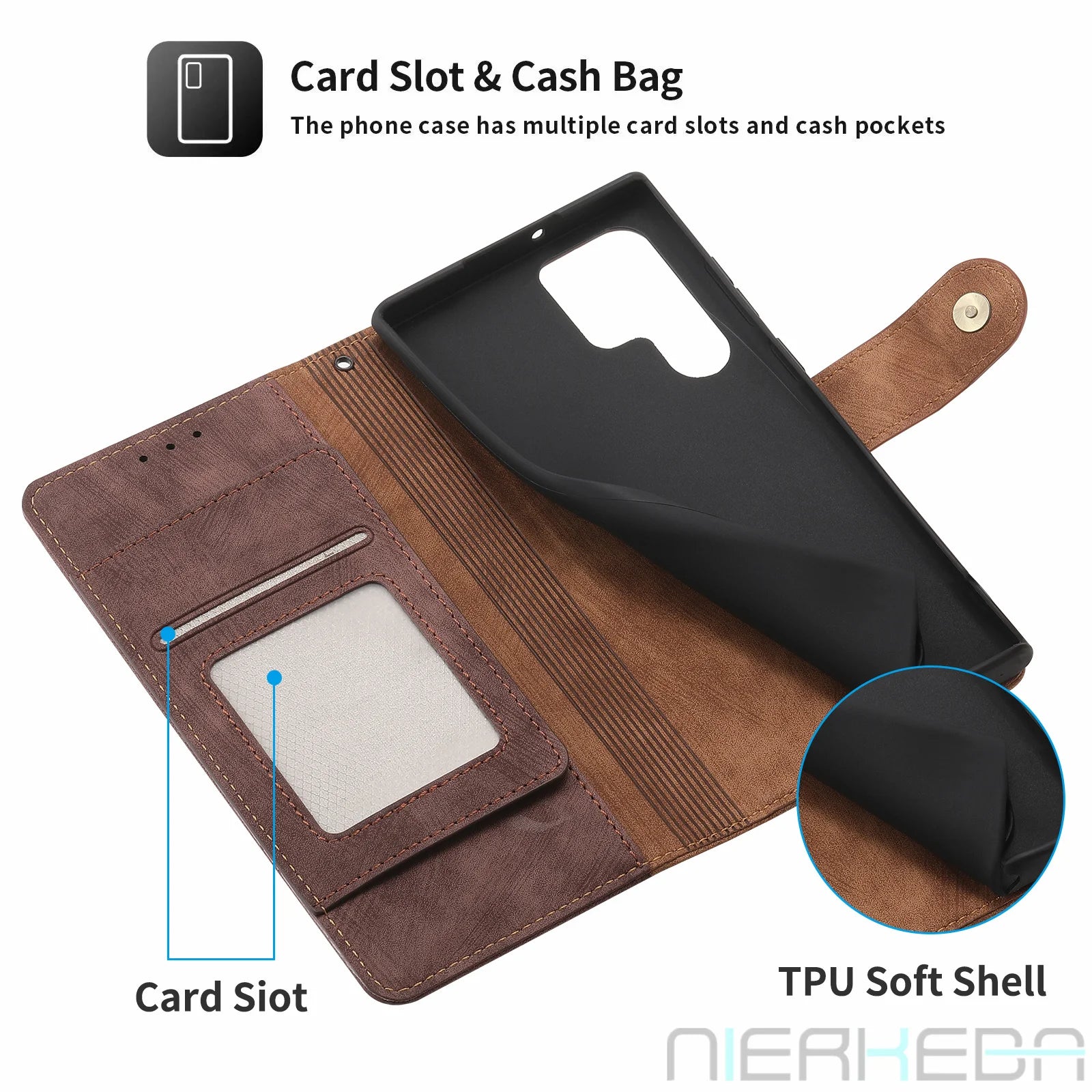 Flip Wallet Anti-Theft Brush Leather Galaxy Note and S Case - DealJustDeal