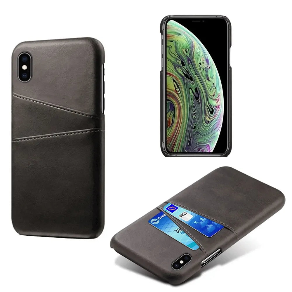 Card Holder Leather iPhone Case - DealJustDeal