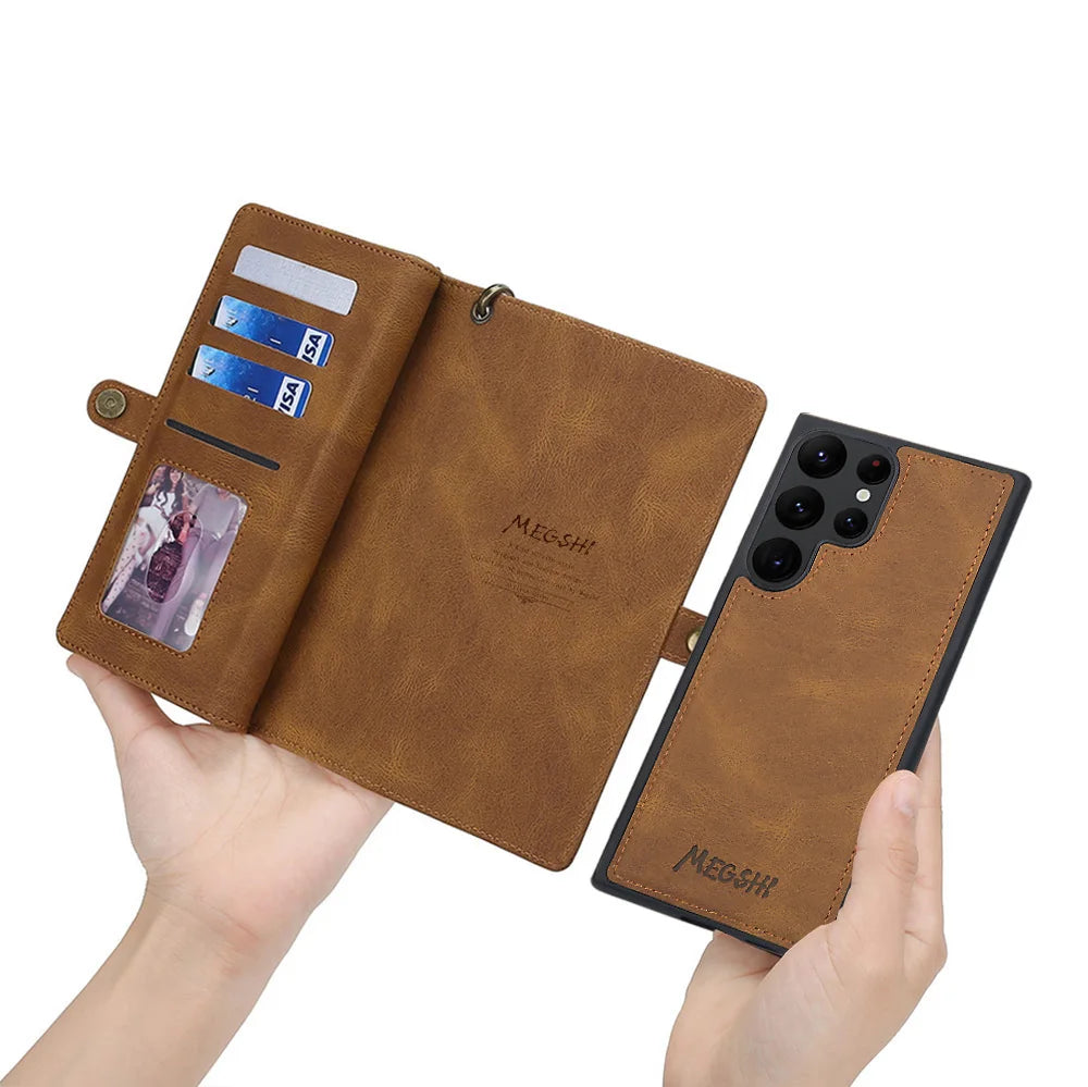 2 in 1 Magnetic Detachable Leather Wallet Galaxy S Case - DealJustDeal