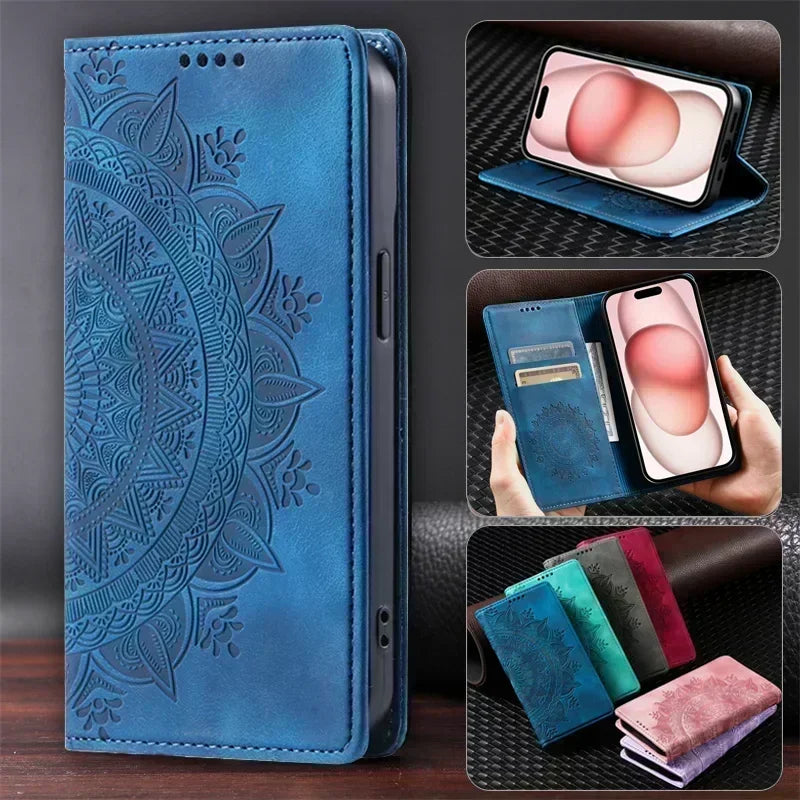 Leather Wallet Magnetic Google Case - DealJustDeal