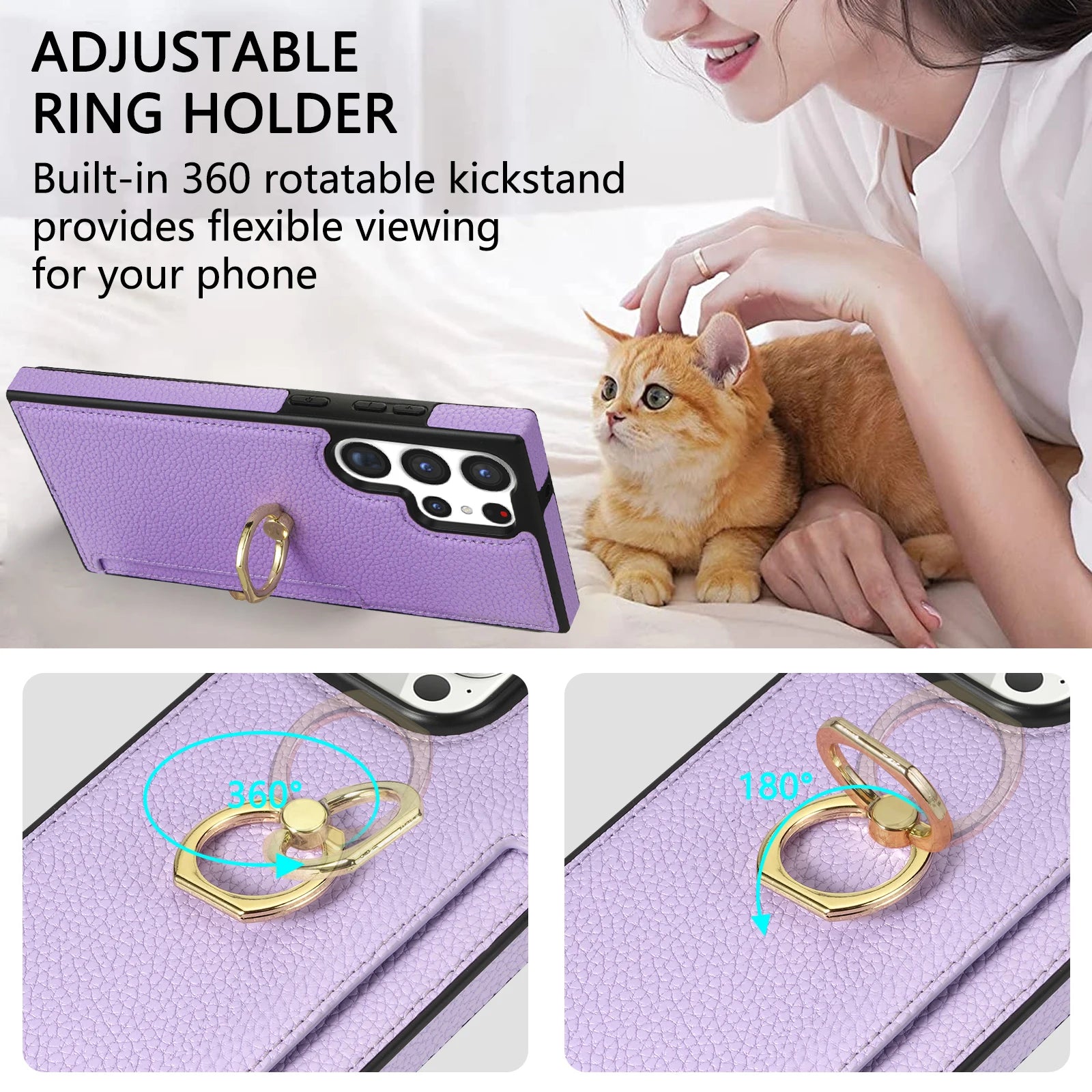 Stand Cards Slot Wallet Ring Holder Leather Galaxy S Case - DealJustDeal