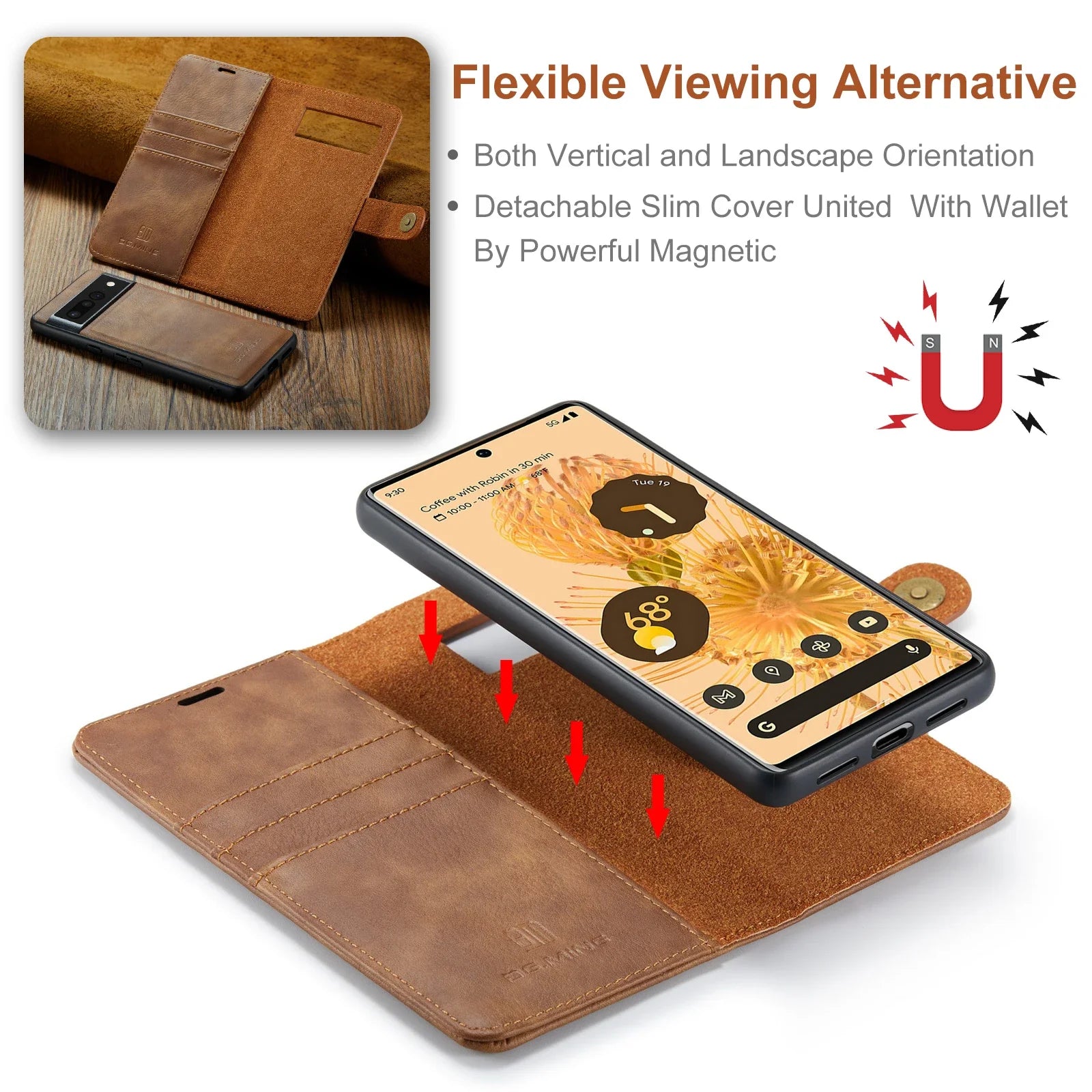 Retro Detachable Magnetic Leather Google Case - DealJustDeal