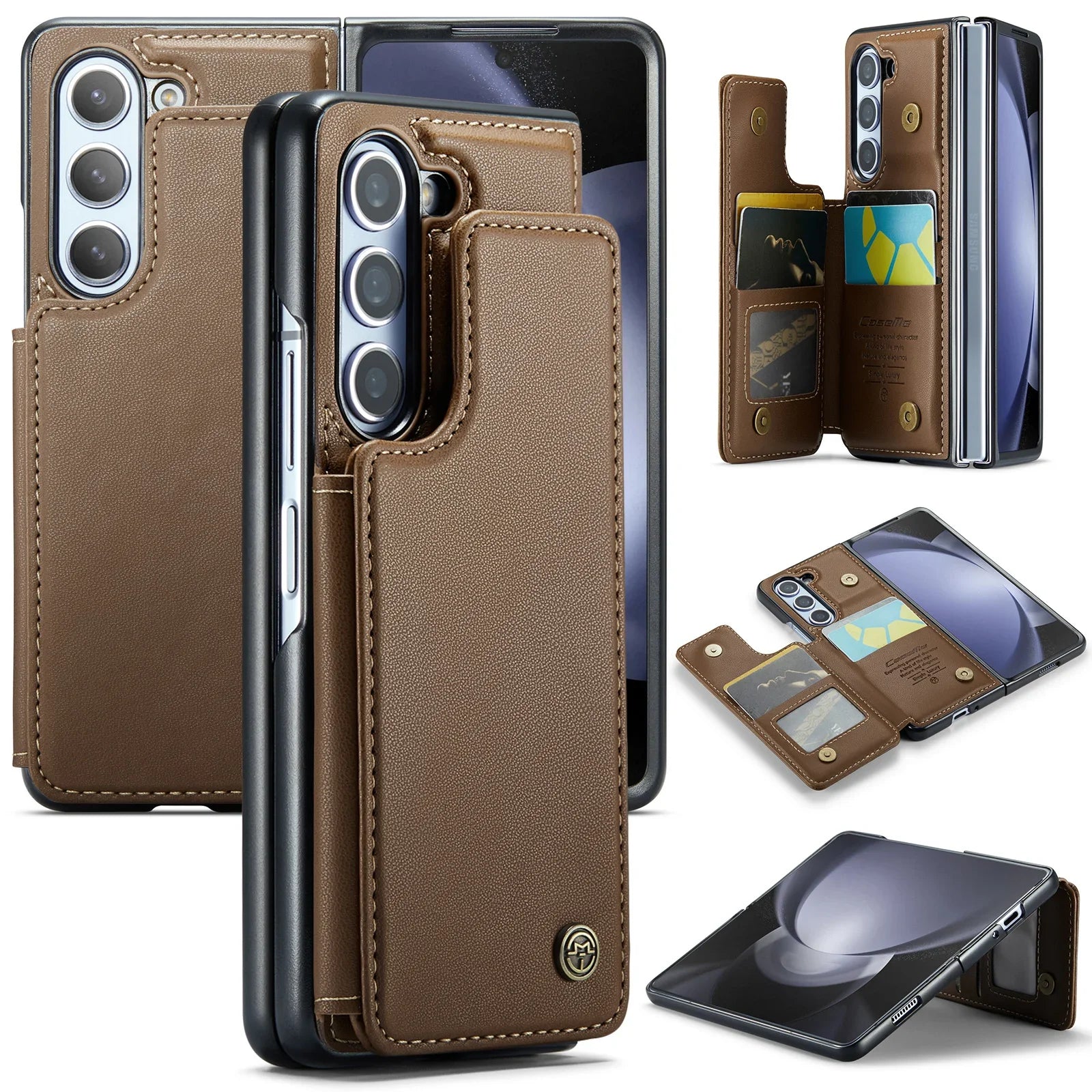 Pocket Purse Skin Feeling RFID Cards Slot Leather Wallet Galaxy Z Fold Case - DealJustDeal
