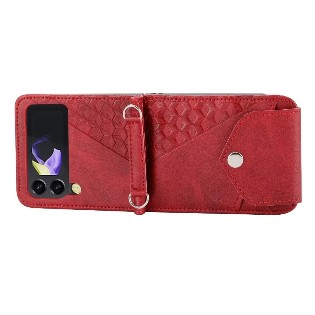 Wallet Cards Holder Hinge Protection Leather Galaxy Z Flip Case - DealJustDeal